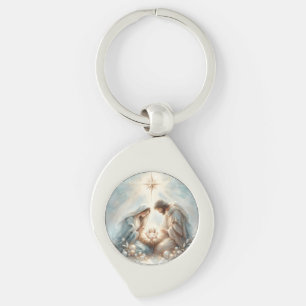 Radiant Holy Family Nativity Scene Key Ring