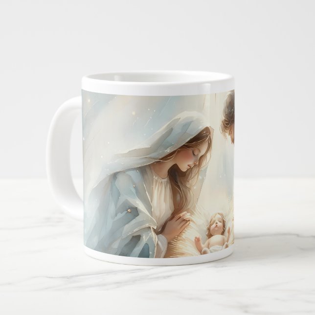 Radiant Holy Family Nativity Scene Large Coffee Mug (Front Left)