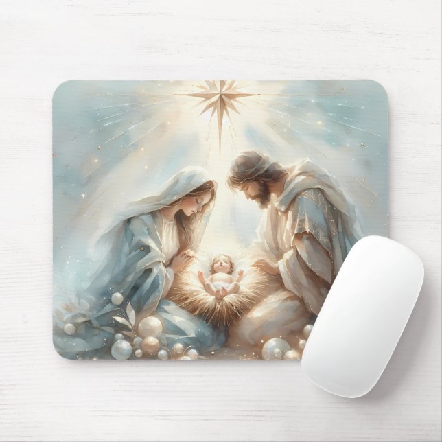 Radiant Holy Family Nativity Scene Mouse Mat (With Mouse)
