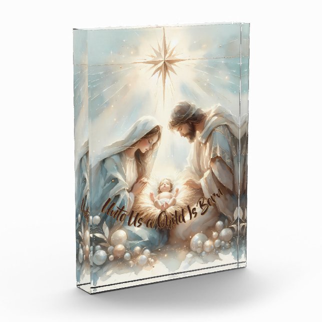 Radiant Holy Family Nativity Scene Photo Block (Left)