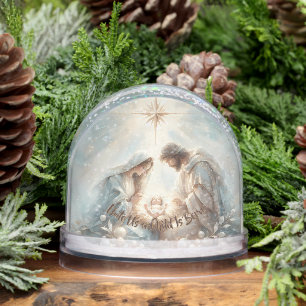 Radiant Holy Family Nativity Scene Snowglobe