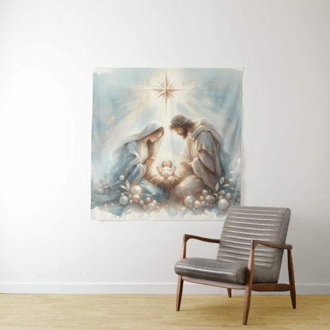 Radiant Holy Family Nativity Scene Tapestry (In Situ)