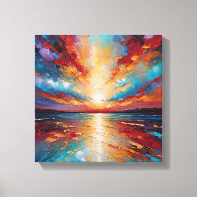 Radiant Horizon: Abstract Sunset Canvas Print (Front)