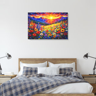 Radiant Horizon: The Wildflower Mountain Surge Canvas Print