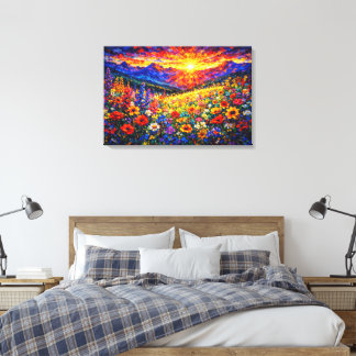 Radiant Horizon: The Wildflower Mountain Surge Canvas Print