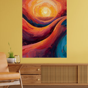 Radiant Horizon – Vibrant Abstract Sunset Painting Poster