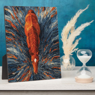 Radiant Horse Top View Vibrant Impasto Abstract Plaque