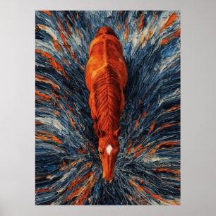 Radiant Horse Top View Vibrant Impasto Abstract Poster