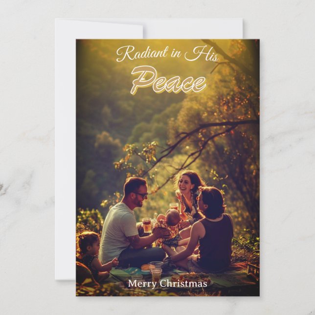Radiant in His Peace Religious Elegant One Photo  Holiday Card (Front)