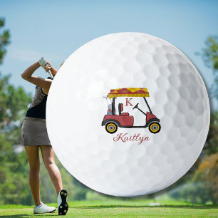 Radiant in Red Custom Golf Cart Name Monogram Balls