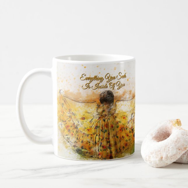 Radiant Inner Strength Inspirational Coffee Mug (With Donut)