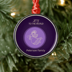Radiant Lavender Angel of Joy Family Circle Glow Metal Tree Decoration