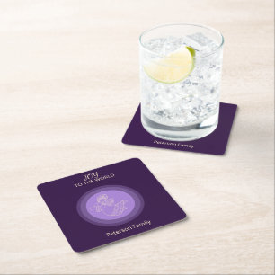 Radiant Lavender Angel of Joy Family Glow Square Paper Coaster