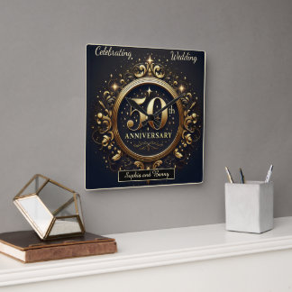 Radiant Legacy: 50 Years of Love Square Wall Clock