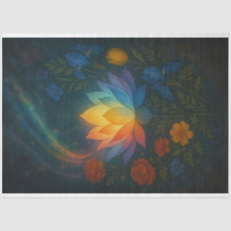 Radiant Lotus in Cosmic Glow Decoupage Paper LGBTQ