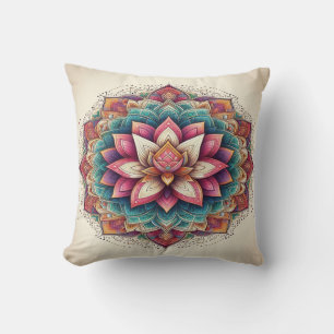Radiant Lotus Mandala: Blooming Serenity Cushion