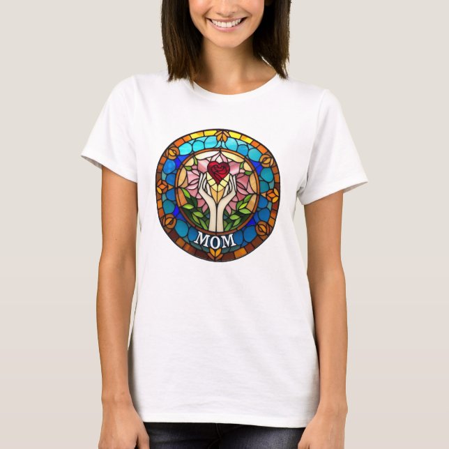 Radiant Love: A Faux Stained Glass Tribute to Mum T-Shirt (Front)