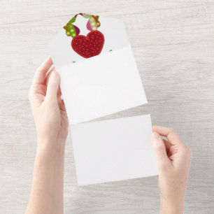 Radiant Lovebirds Heart Design  All In One Invitation