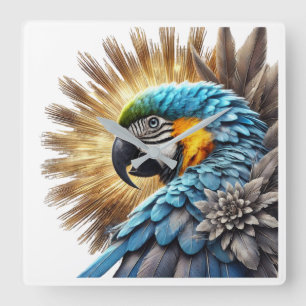 Radiant Macaw Majesty  Square Wall Clock