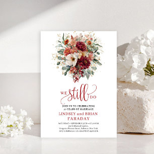 Radiant Marsala Boho Floral Vow Renewal Invite
