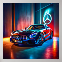 Radiant Mercedes: Logo Brilliance | Poster
