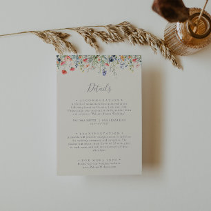 Radiant Multicolor Wildflower Wedding Details Enclosure Card