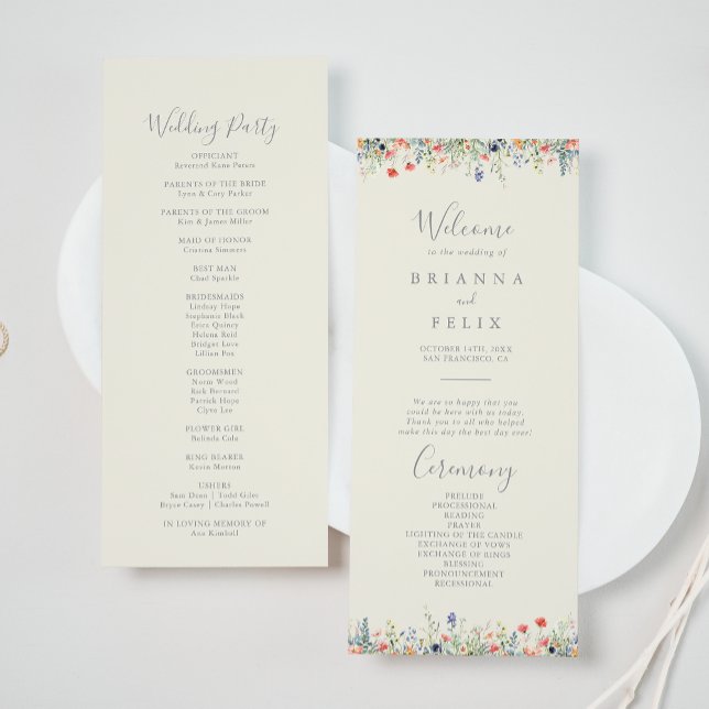Radiant Multicolor Wildflower Wedding Program Programme (Creator Uploaded)