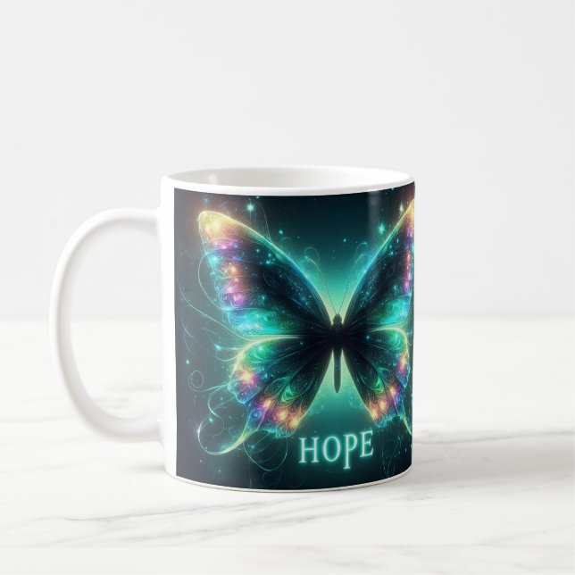 Radiant Multicolored Butterfly Portraying Hope   Coffee Mug (Left)