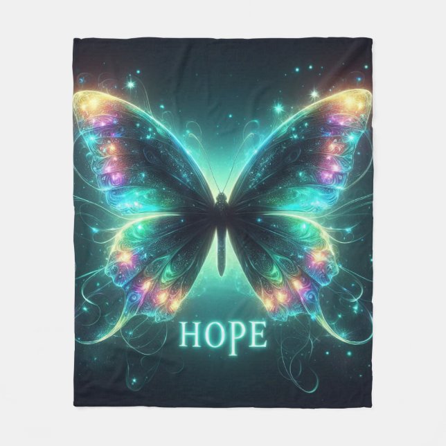 Radiant Multicolored Butterfly Portraying Hope Fleece Blanket (Front)