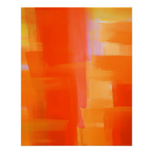 Radiant Orange and Gold Abstract Blocks Poster
