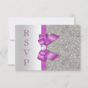 Radiant Orchid Bow & Diamonds RSVP Card