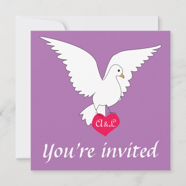 Radiant Orchid Dove Wedding Invitation (Front)