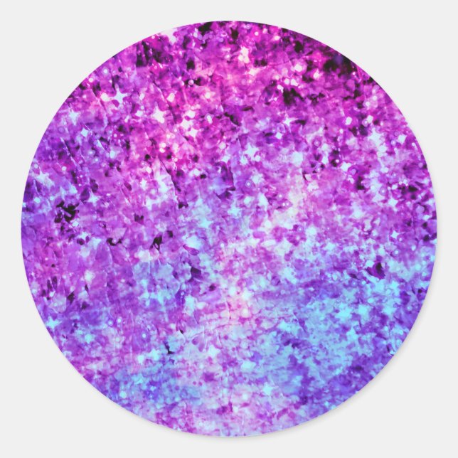 RADIANT ORCHID GALAXY Stars Ombre Cosmic Art Classic Round Sticker (Front)