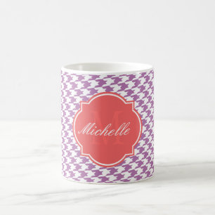 Radiant Orchid Houndstooth Monogram Mug