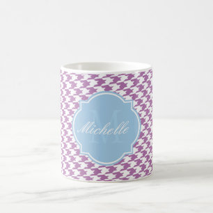 Radiant Orchid Houndstooth Monogram Mug