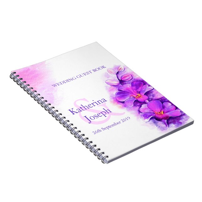 Radiant orchid purple wedding guest book (Right Side)