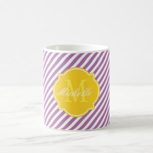 Radiant Orchid Stripe Monogram Mug