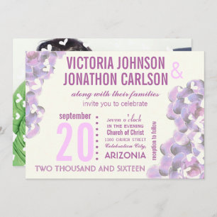 Radiant Orchid Succulent Modern Typography Wedding Invitation