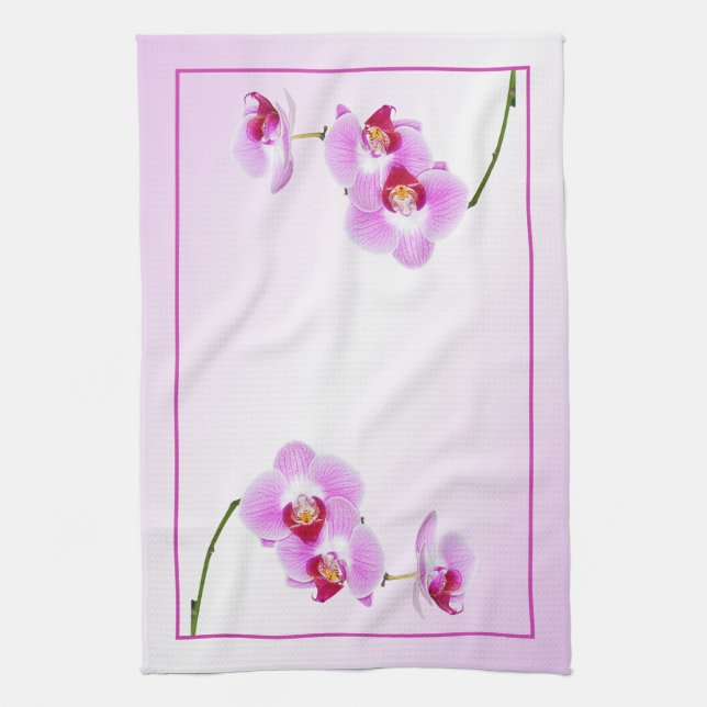 Radiant Orchid Tropical Floral Photography Tea Towel (Vertical)