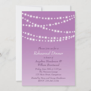 Radiant Orchid Twinkle Lights Rehearsal Dinner Invitation