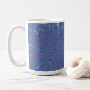Radiant Orchid with Blue Wildflowers Pattern Coffee Mug