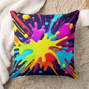 Radiant Paint Explosion Cushion