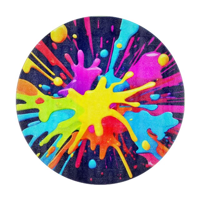 Radiant Paint Explosion Cutting Board (Front)