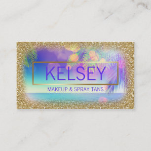 Radiant Palm Tree Faux Gold Glitter Business Card