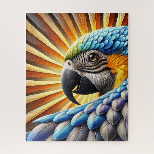 Radiant Parrot Sunburst  Jigsaw Puzzle (Vertical)