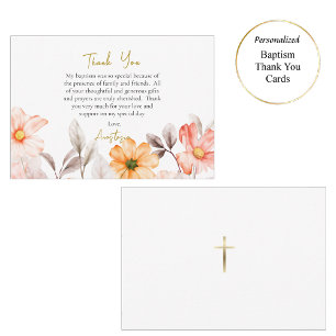 Radiant Pastel Spring Flowers Orthodox Baptism     Thank You Card
