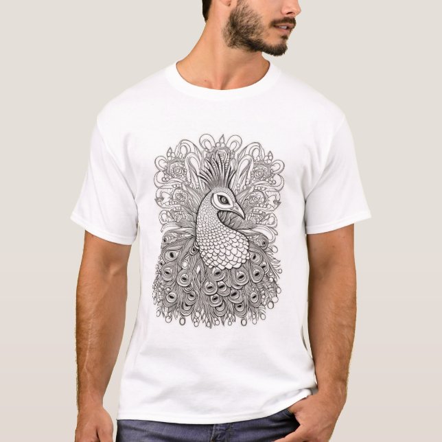 Radiant Peacock Plumage T-shirt Design (Front)