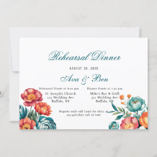 Radiant Peony Bouquet Rehearsal Dinner Invitation