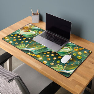 Radiant Peridot Citrine Celestial Moon Desk Mat