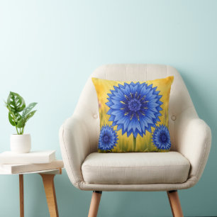 Radiant Petal: Cornflower Blue Cushion